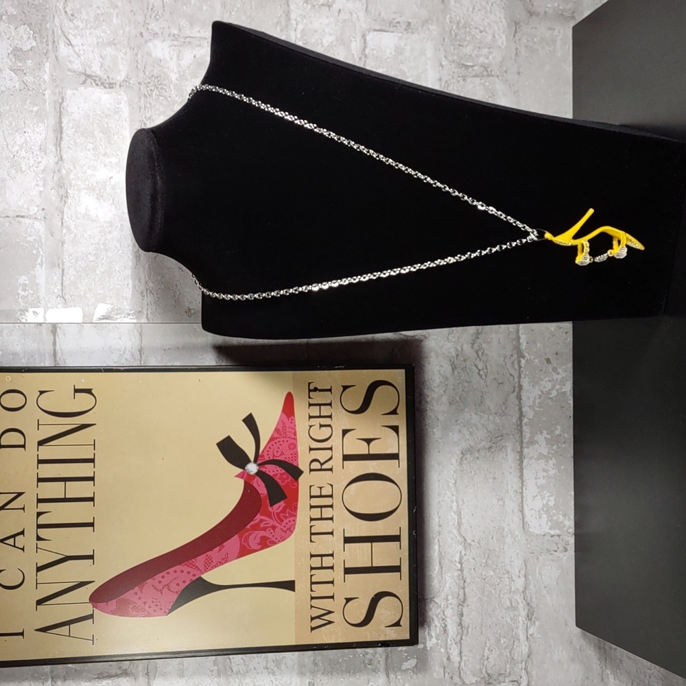 Yellow Stiletto Mule High Heel Shoe Necklace